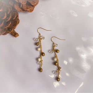 Glass & Semi Precious Gemstone Dangle Earrings